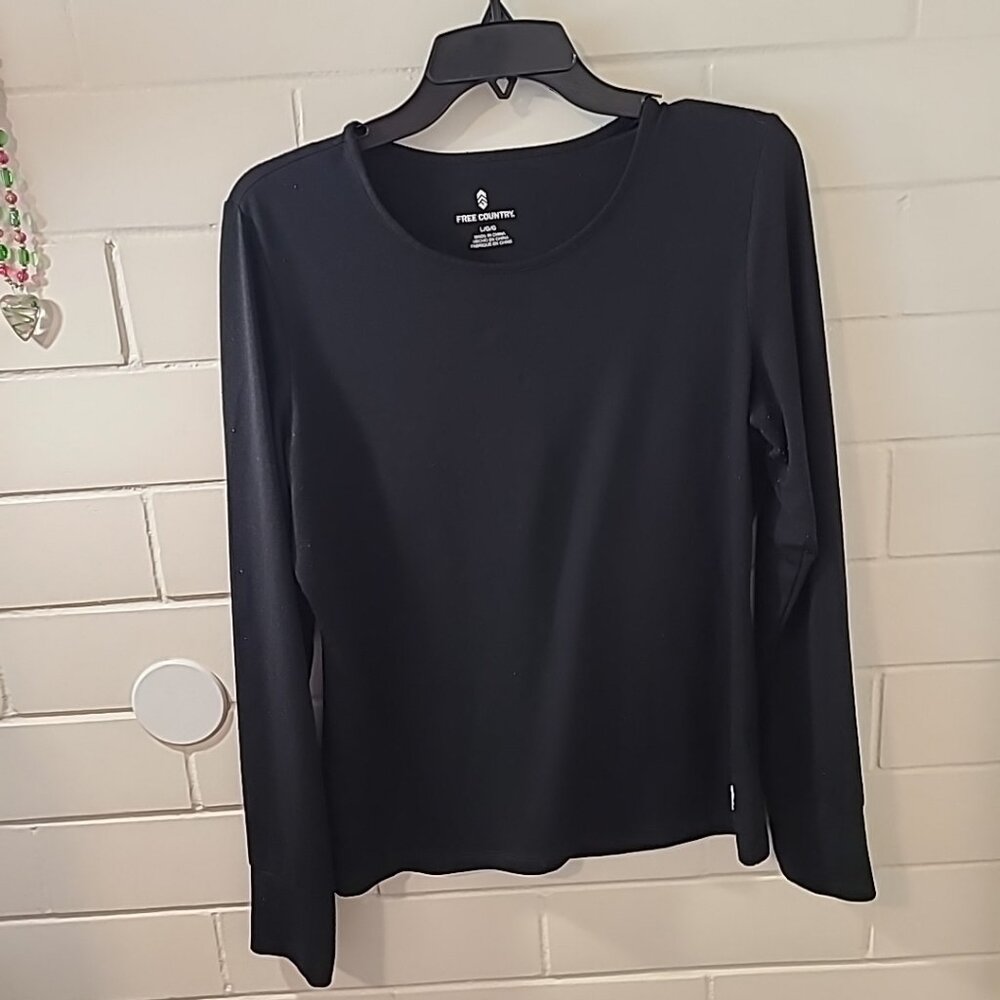 Free Country Long Sleeve Black Top Ladies Pre-Owned Fall Winter Outdoors Sports